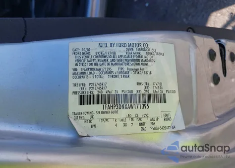 2010 Ford Focus Ses from USA, damaged, VIN 1FAHP3DNXAW171395